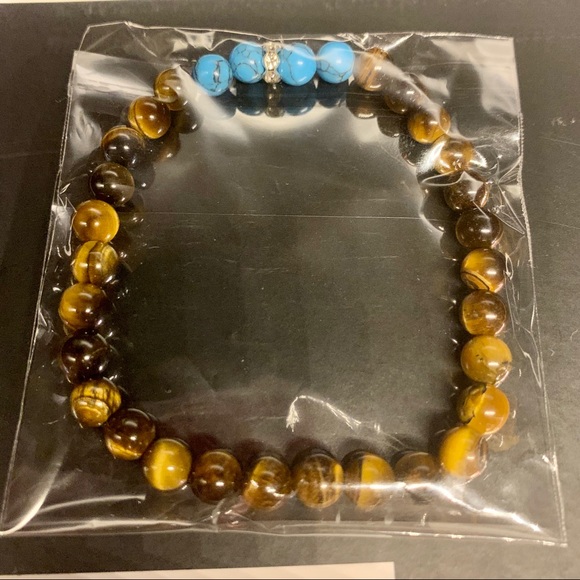 New Handmade Tiger Eye,& Turquoise Unisex Bracelet - Picture 2 of 2